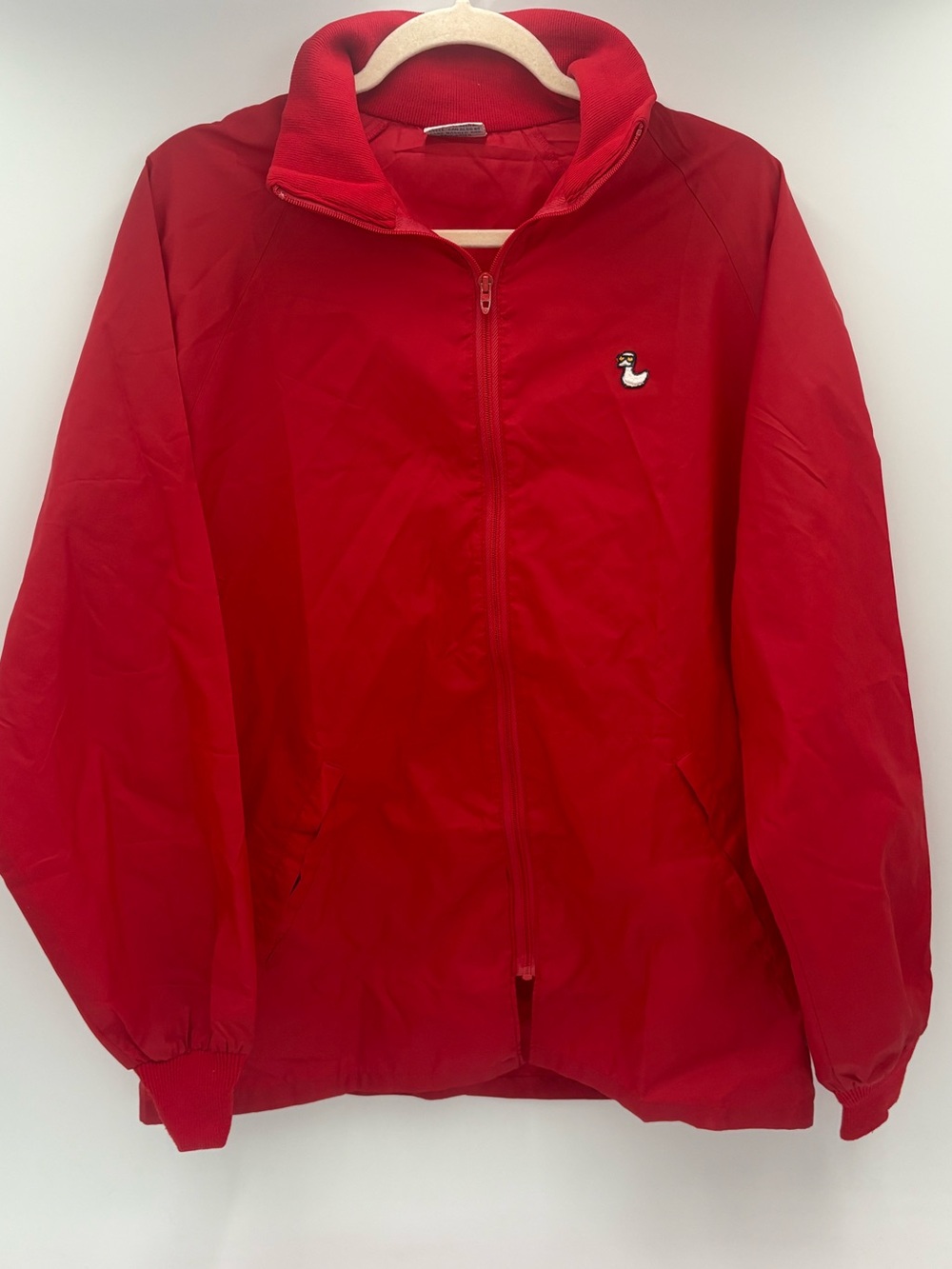 Vintage Duckster Sportswear Red Nylon Windbreaker Jacket Duck Patch Mens M